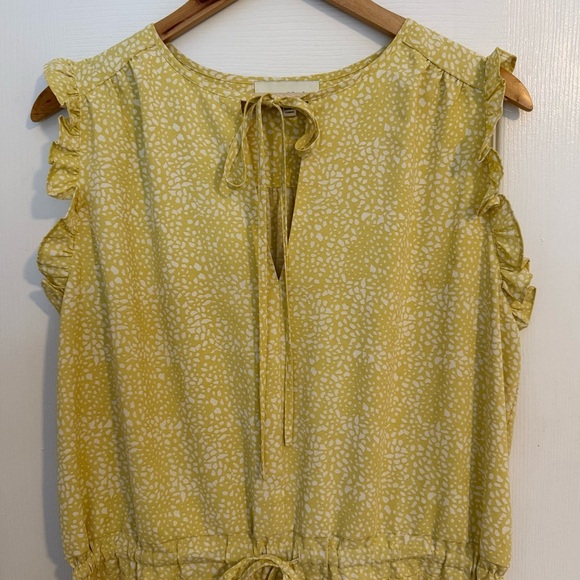 Pinch Anthropologie Yellow Ruffled Sleeveless Tiered Dress L - Picture 2 of 7
